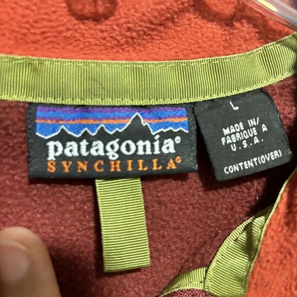 Patagonia Womens Jacket Full Zip Size LARGE Solid Rust High Neck Collared - Picture 5 of 10